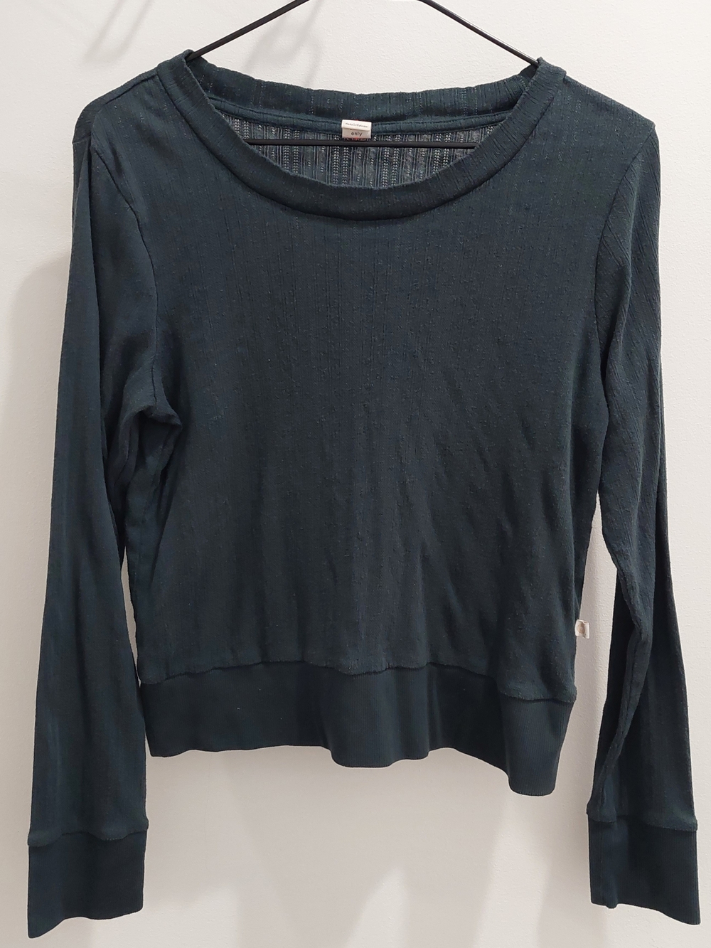 Old Navy Women's Small Dark Teal Ribbed Long-Sleeve Crewneck